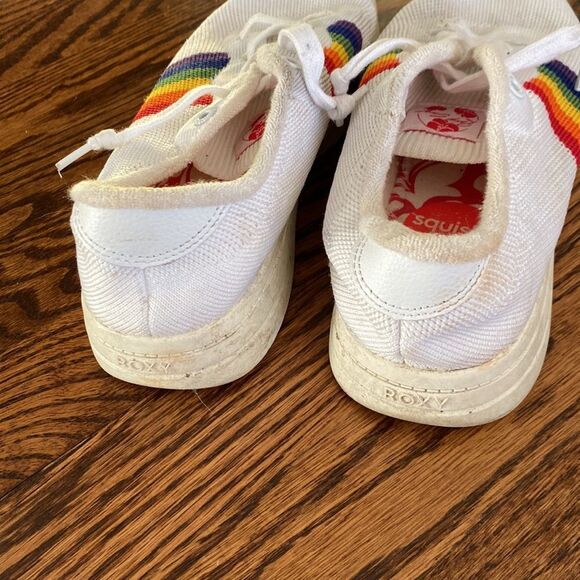 Roxy Women’s 8 White Canon Knit Rainbow Pride Sneaker Shoe Elastic Stretch - Picture 3 of 5